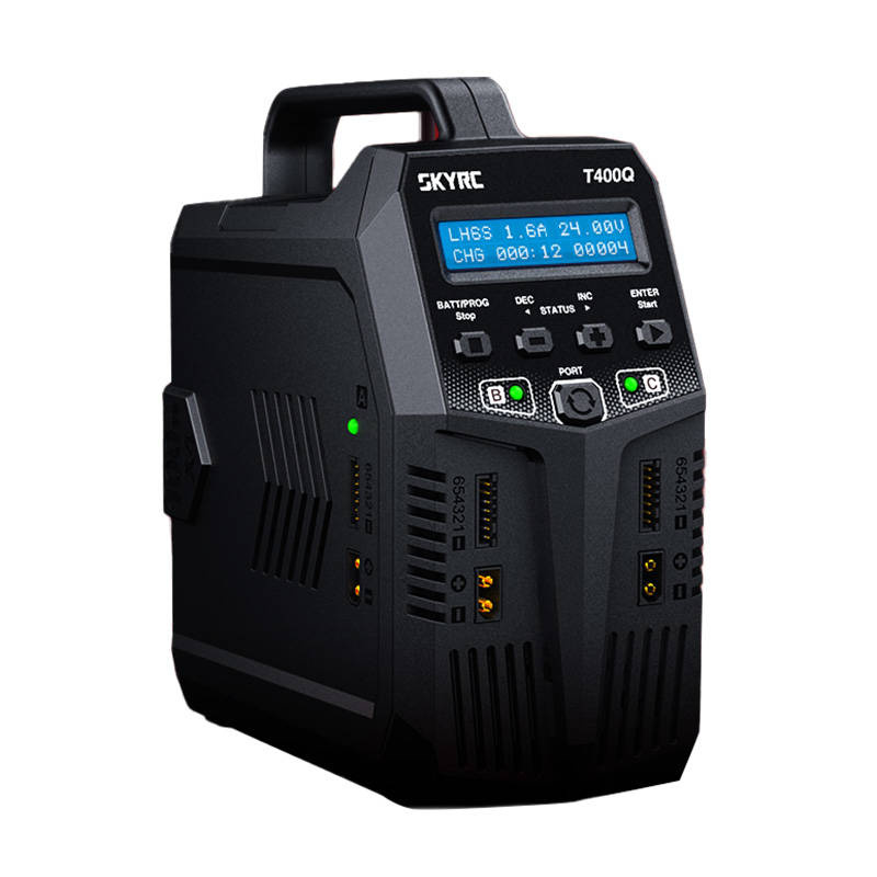 Karikues baterish SkyRC T400Q, 4 kanale, ekran LCD, i zi
