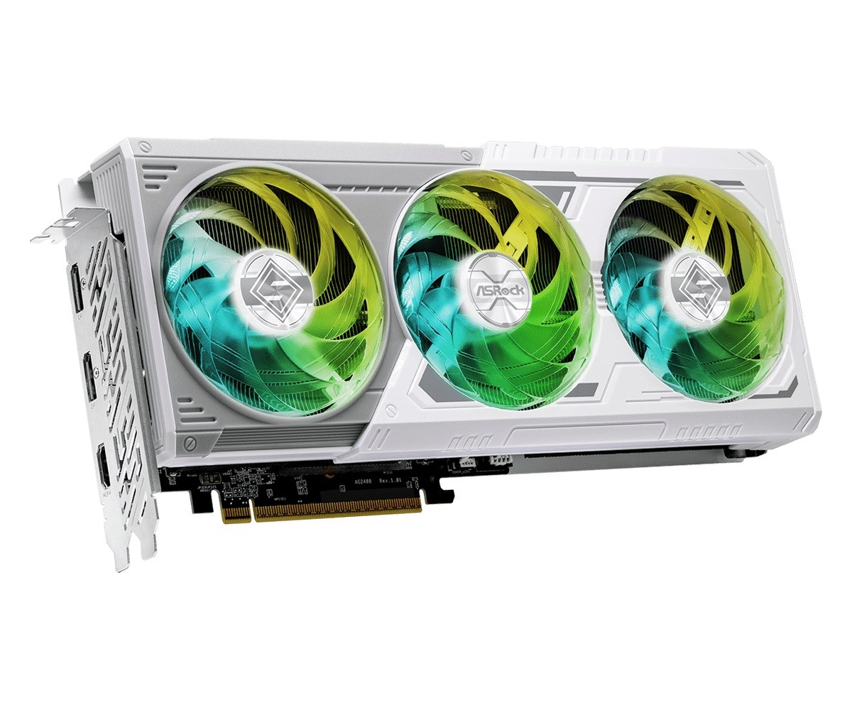 Kartë grafike ASRock Radeon RX 9060 XT Steel Legend OC, 16GB GDDR6, PCI Express, e bardhë