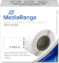 Etiketa letre MediaRange Multi Purpose, për printerë etiketash Dymo 9, ngjitës i përhershëm, të bardha