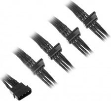 Kabllo energjie SilverStone PP07B, Molex në 4x SATA, 0.3m, e zezë