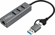 Hub USB Microconnect USBHUB-RJ45-2IN1, USB 3.2 Gen 1, Ethernet 1 Gbit, gri