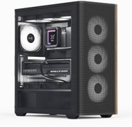 Kasa kompjuteri AeroCool D501A G BK V2, MIDI ATX, panel dekorativ dru, e zezë