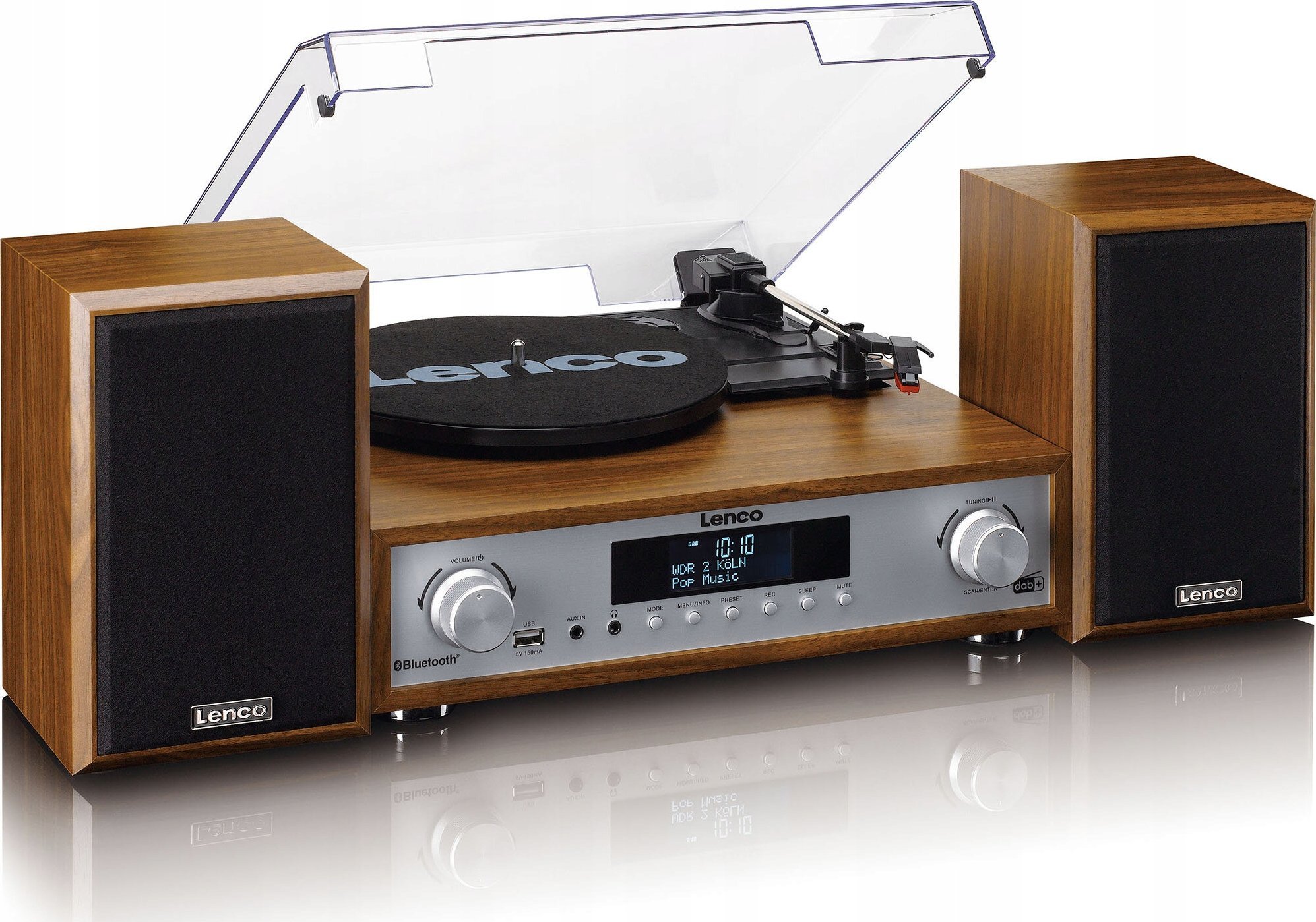 Sistem muzikor Lenco MC-160WD, HiFi kompakt, DAB+ FM Bluetooth, dru