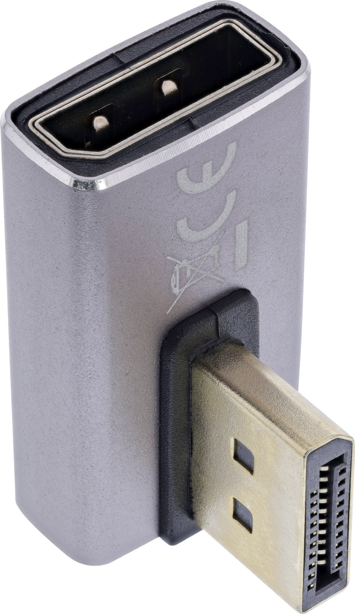 Adapter DisplayPort InLine 1.4, 90° majtas, 8K UHD, i zi