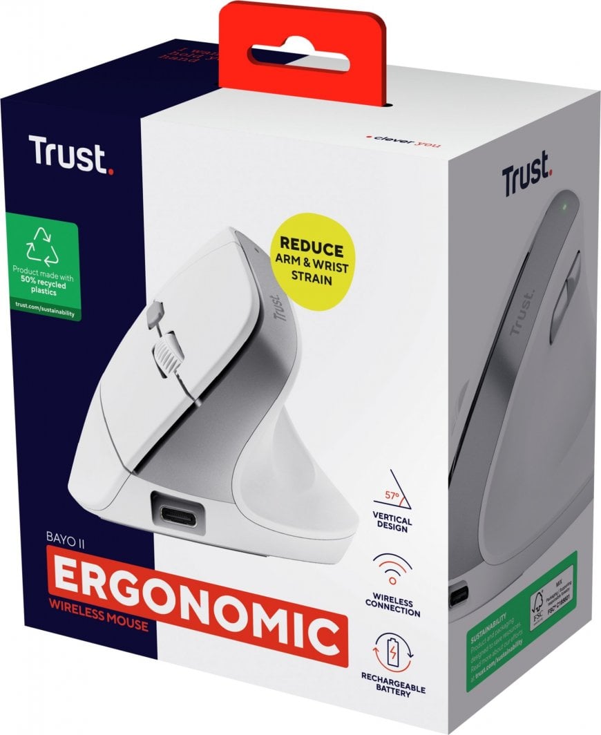Глушец Trust Bayo, wireless, USB, бело
