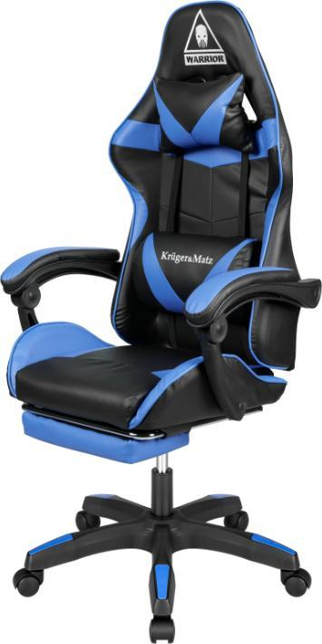 Karrige gaming Kruger&Matz GX-150, lëkurë ekologjike, me mbështetëse këmbësh, blu