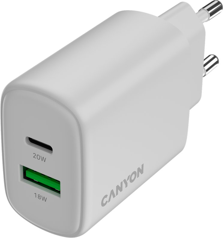 Karikues muri Canyon OnCharge 200, 20W, 1x USB C PD, 1x USB A QC, i bardhë