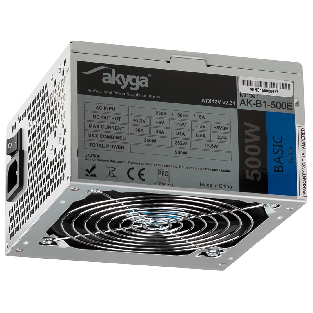 Furnizues me energji Akyga AK-B1-500E, 500W, ATX 12V 2.0, 12 cm
