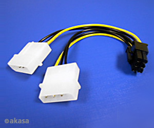 Kabllo për burim energjie Aksa Molex x2 - PCIe 6-pin, 0.1m