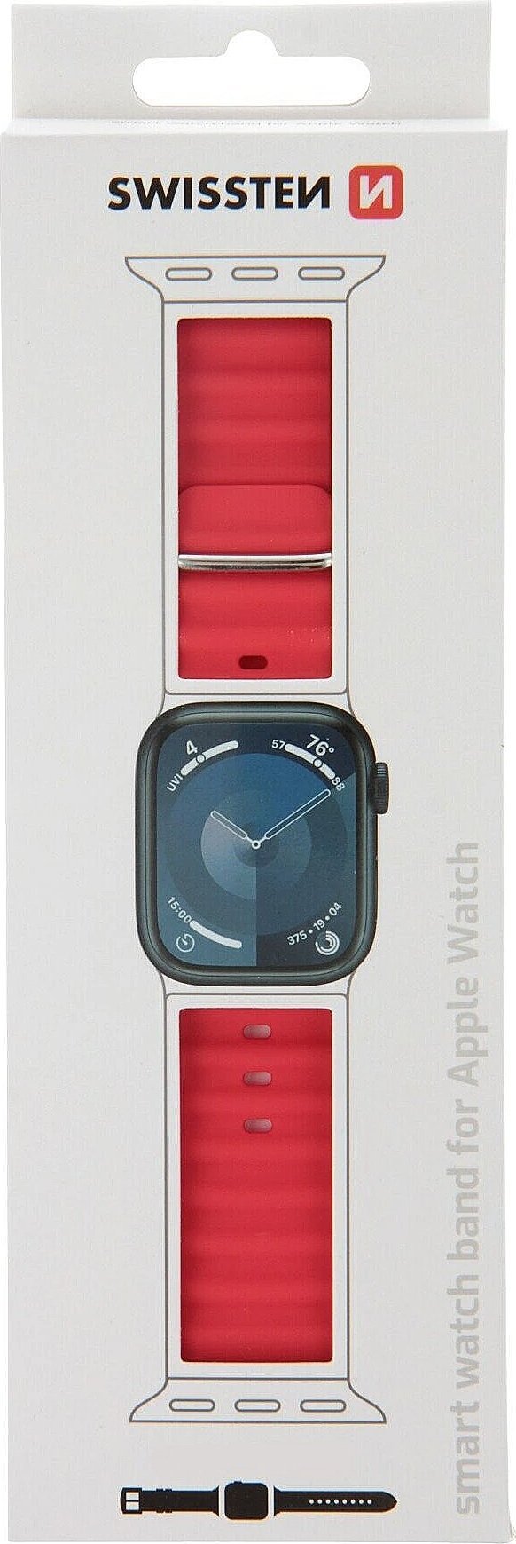 Rrip ore Swissten Silicone për Apple Watch, 42/44/45/49 mm, silikon, i kuq