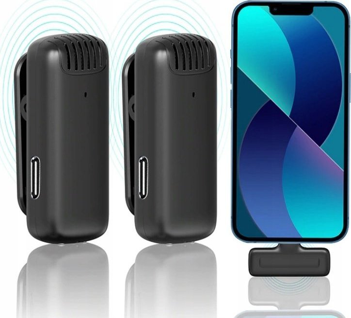 Mikrofon lavalier wireless Ulanzi J12, Lightning për iPhone, set me 2 mikrofonë, i zi