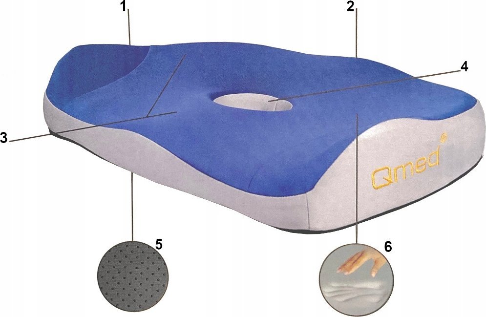 Jastëk ortopedik për ulje Orthopedic Contoured Seat Cushion, shkumë memorie, antirrëshqitës, gri