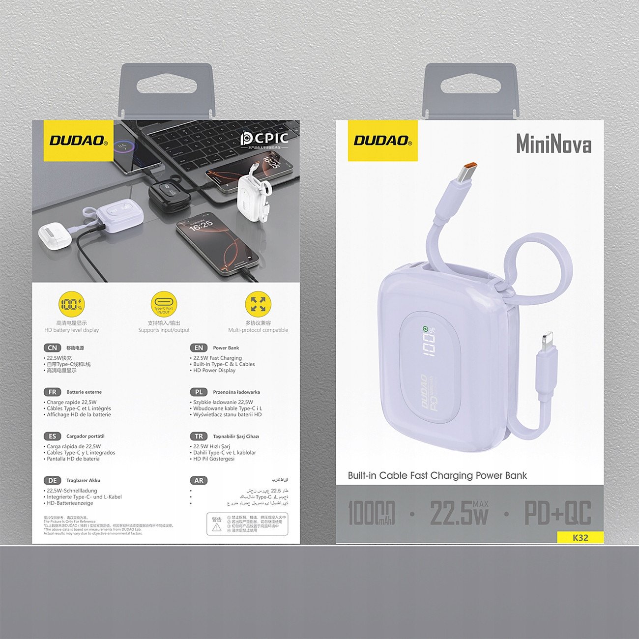 Power bank Dudao K32, 10000mAh, 22.5W, lejla
