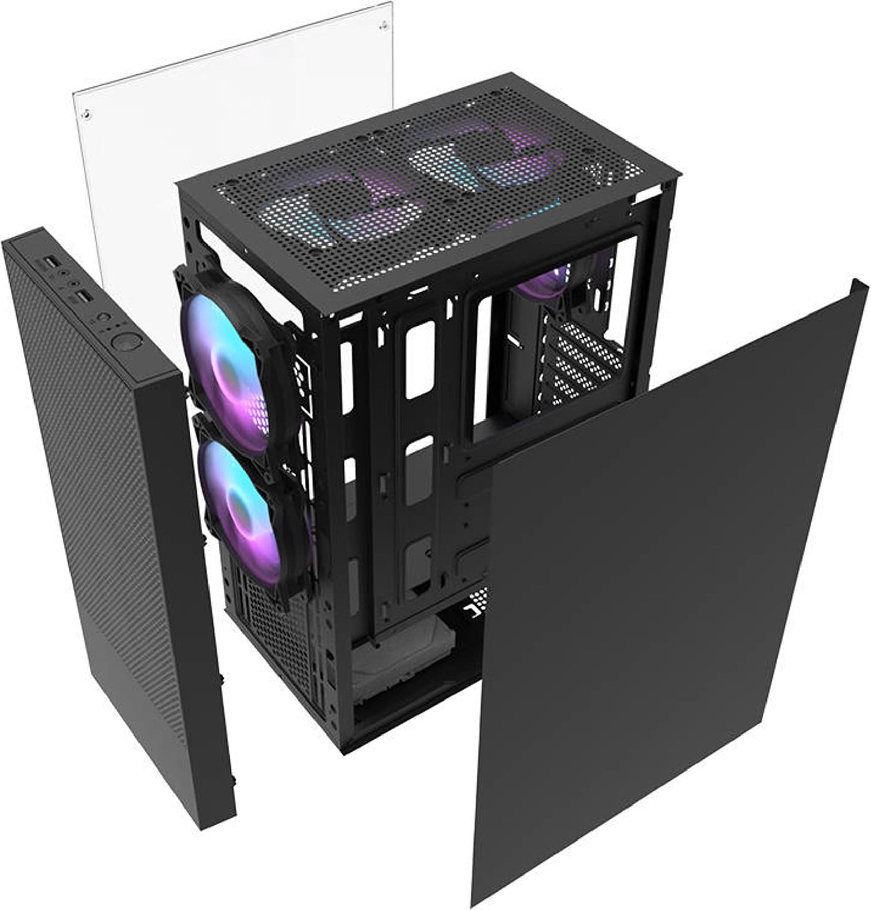 Kasë kompjuteri Darkflash A290, 3 ftohës, xham i temperuar, i zi