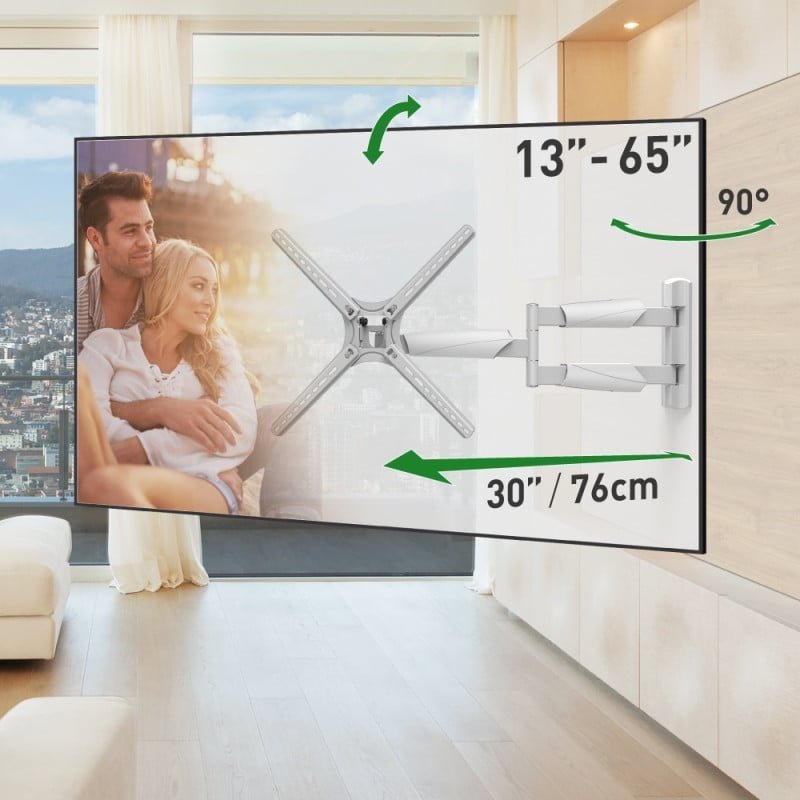 Mbajtëse muri për TV Barkan BM343XLW, 13-65", rrotullim 180°, e bardhë