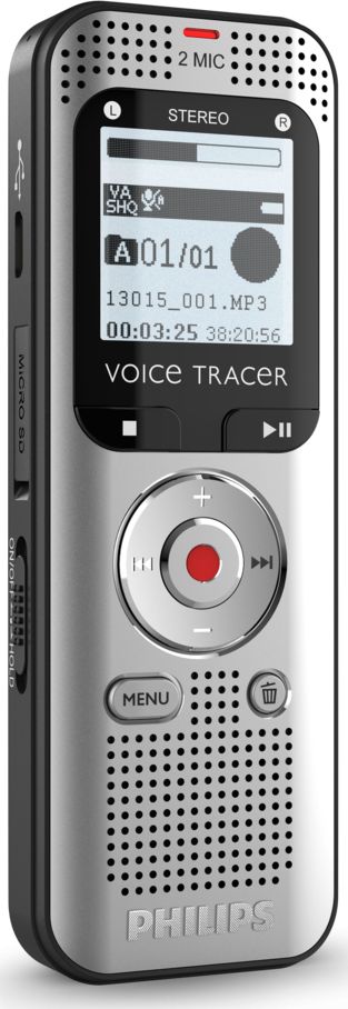 Regjistrues zëri Philips Voice Recorder DVT2010, 8GB, microSD, argjendtë