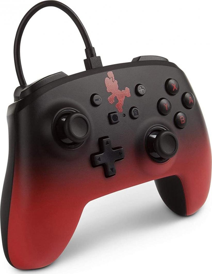 Kontroller PowerA Mario Fade, me kabllo, i kuq