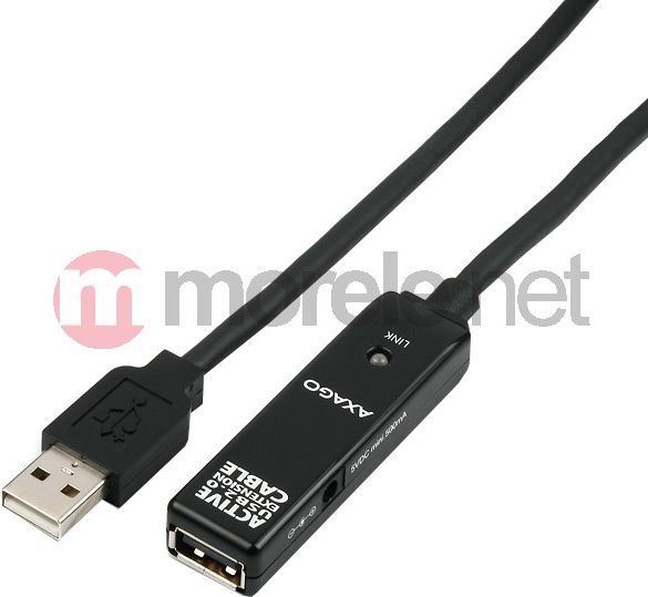 Kabllo zgjatëse aktive USB 2.0 AXAGON ADR-220, 20m, USB-A mashkull në USB-A femër, e zezë