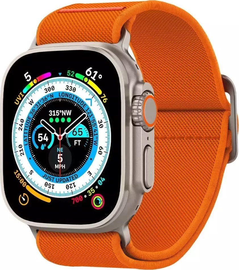 Rrip ore Spigen Fit Lite Ultra për Apple Watch 4/5/6/7/SE/8/Ultra, 44/45/49mm, najlon, portokalli