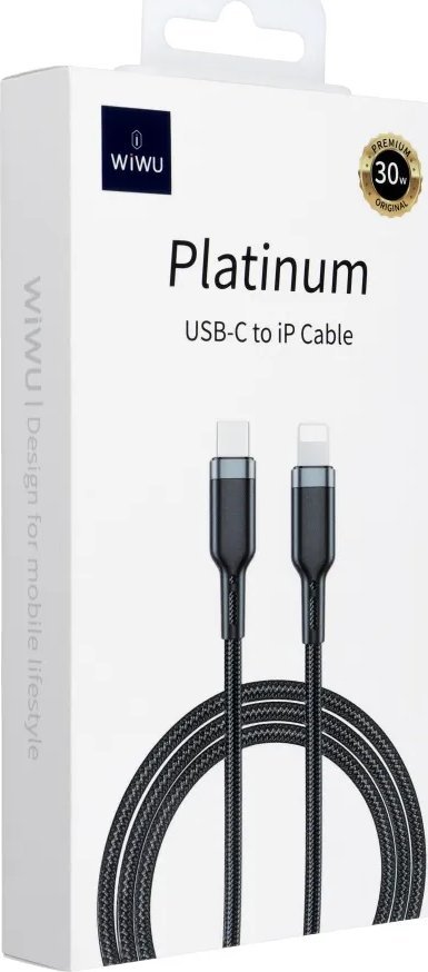 Kabllo USB WiWU Platinum Series Wi C013, USB C në Lightning, 30W, 1.2m, e bardhë