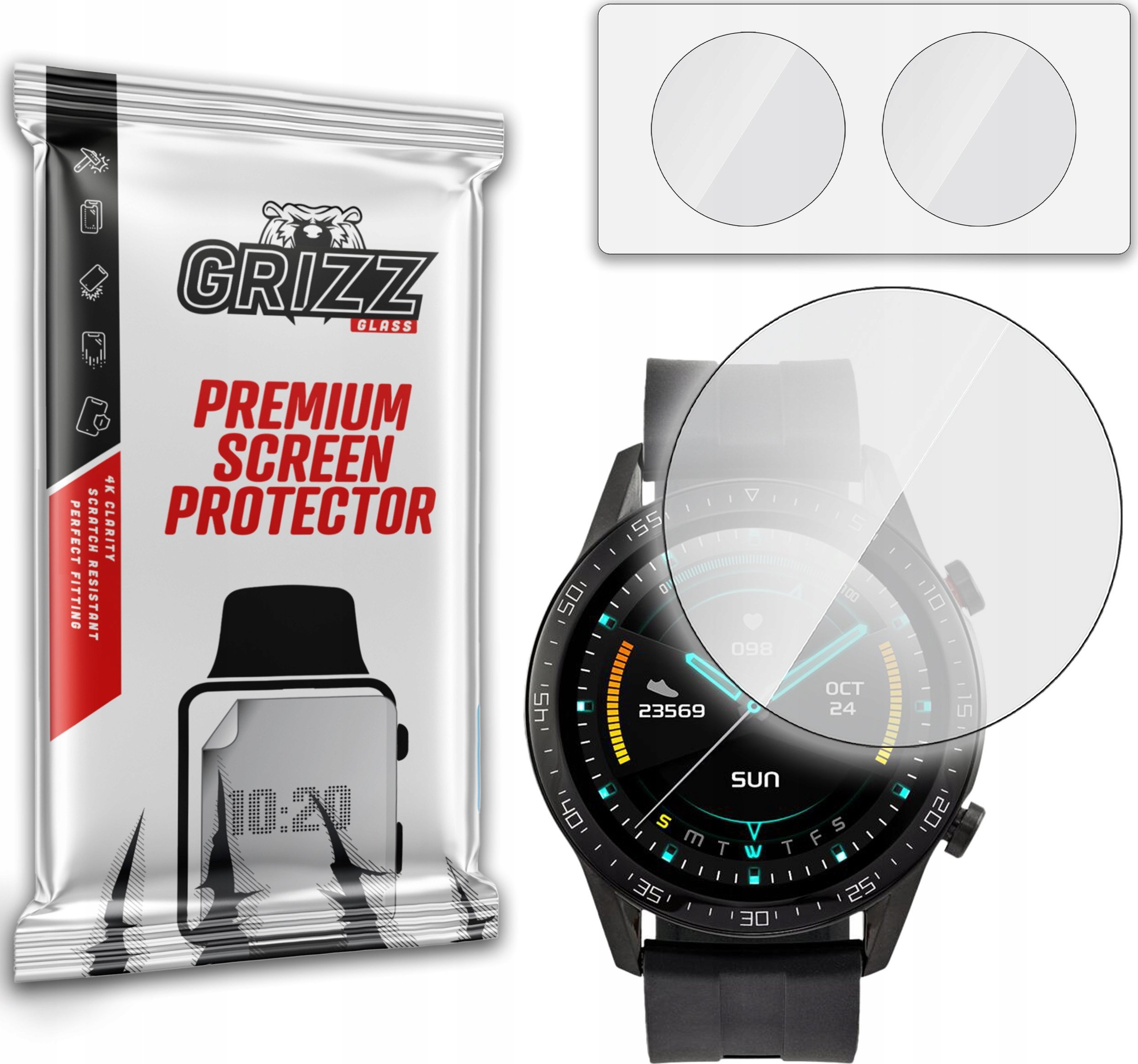 Xham mbrojtës Grizz Watchmark WL13 Hybrid Glass, për orë inteligjente, set 2 copë, transparent