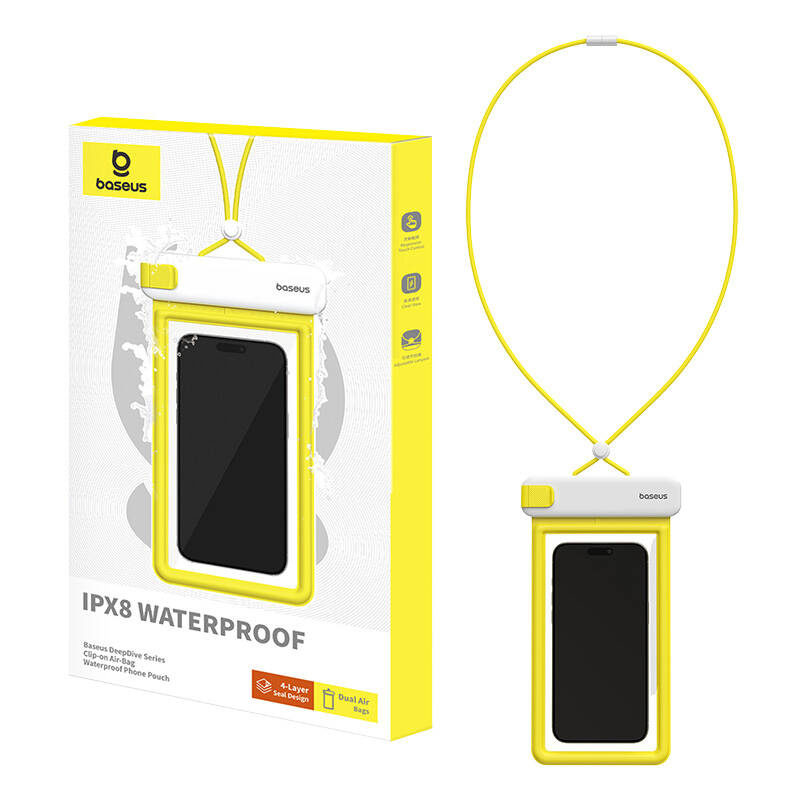 Këse uji për telefon Baseus Deepdive, IPX8, 4 shtresa mbylljeje, e verdhë