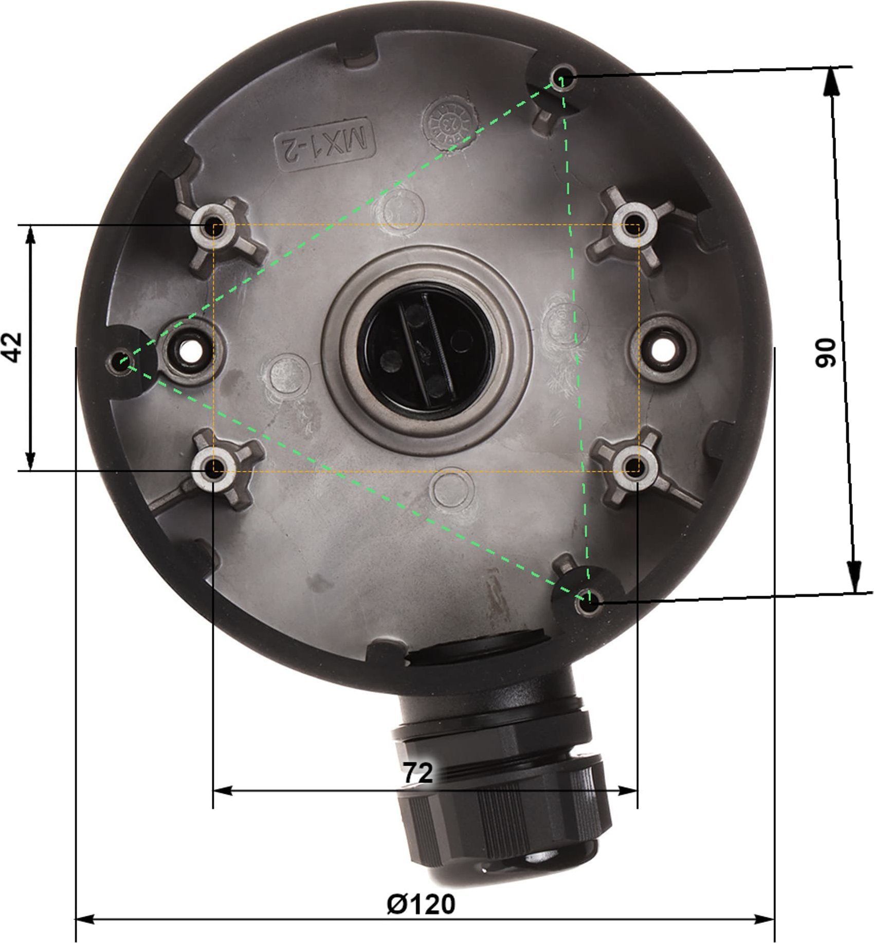 Kuti lidhëse Hikvision DS-1280ZJ-DM46, aliazh alumini, për kamera dome, e zezë