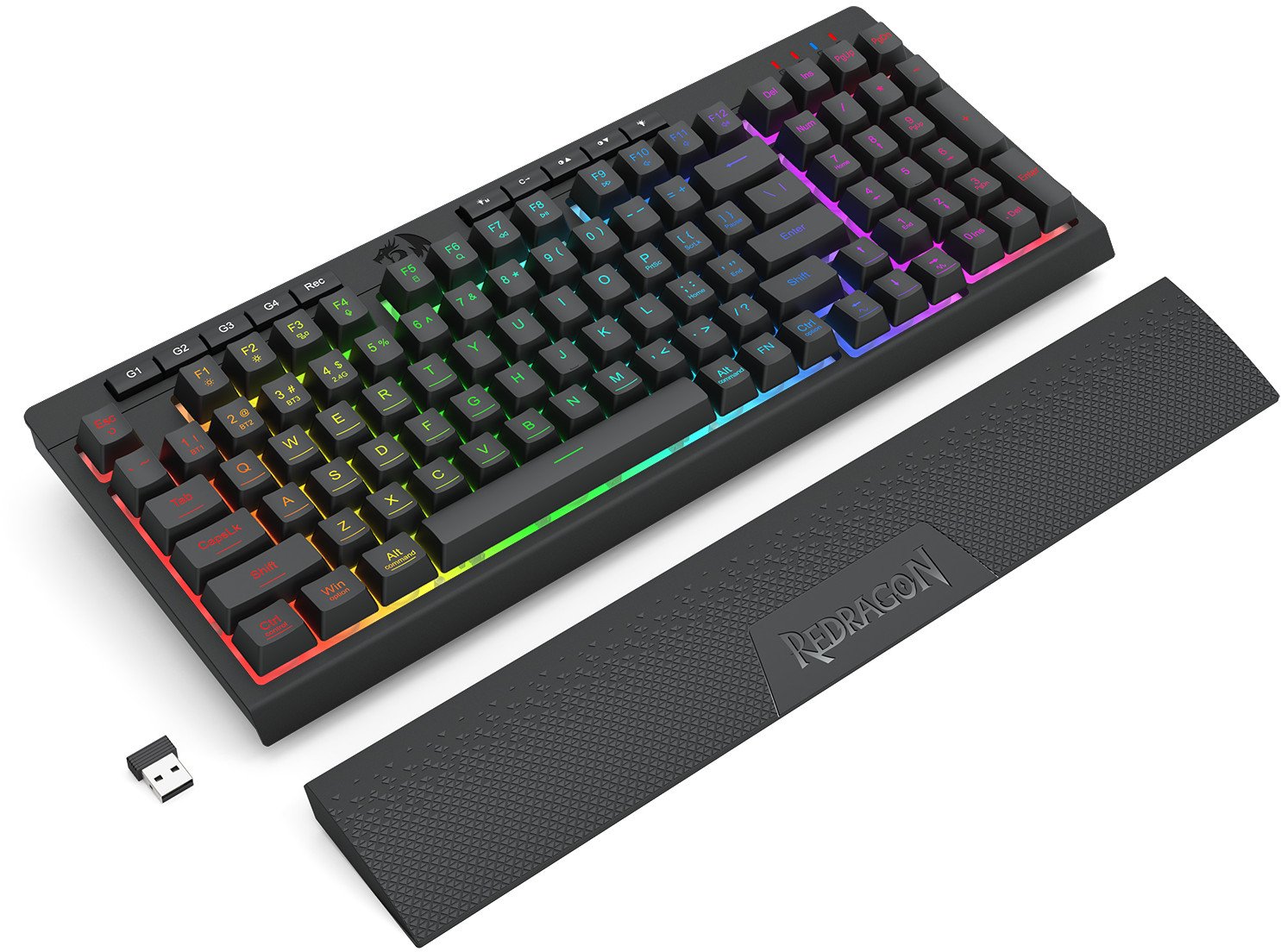 Tastierë gaming Redragon K515 PRO Shiva, wireless, RGB, me 98 taste, me mbështetëse për kyçet