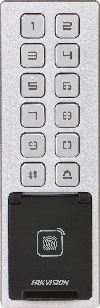 Kod kyç sigurie Hikvision DS-K1T805MBFWX, lexues shenje gishtash, IP65, gri metalike