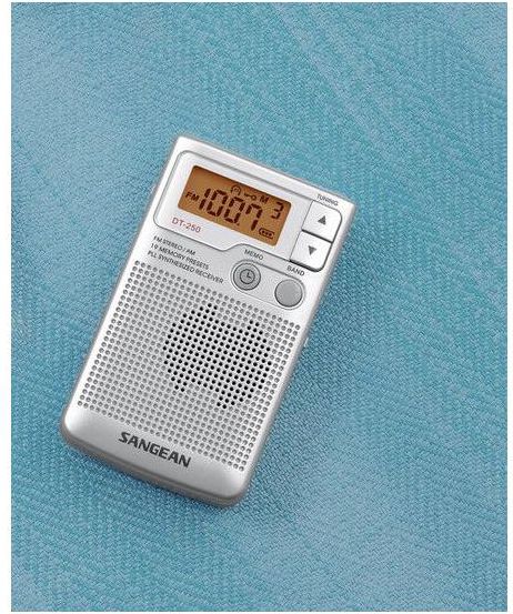 Radio portative Sangean Pocket 250 DT-250, FM AM, me kufje, e bardhë