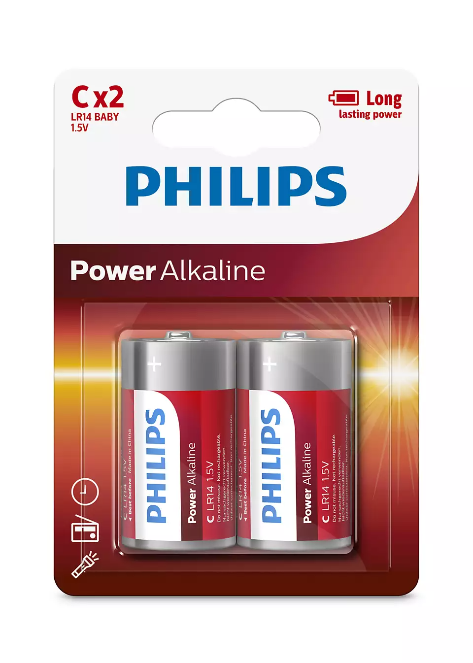 Bateri Philips LR14P2B/10, power alkaline C / 2
