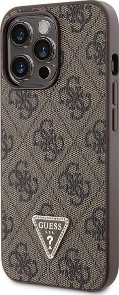 Mbulesë telefoni Guess GUHCP13LP4TDSCPW për iPhone 13 13 Pro, hardcase crossbody, 4G Metal Logo, kafe