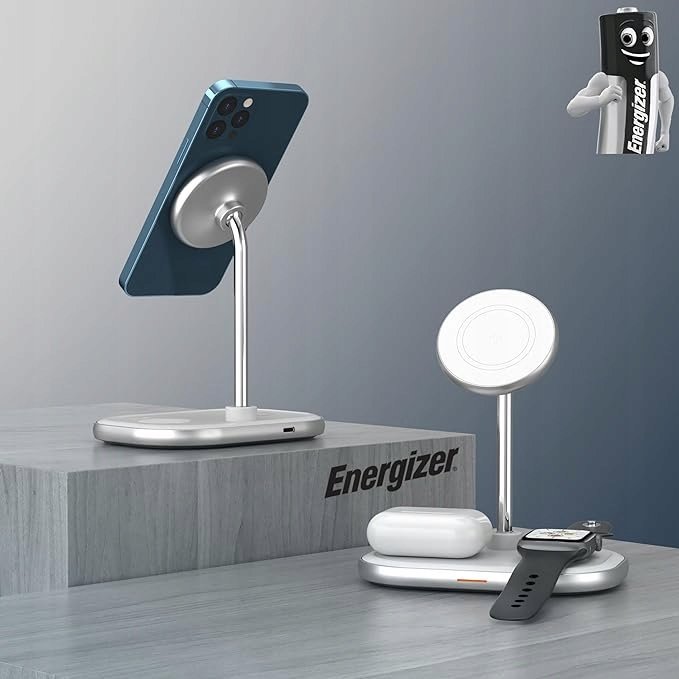 Karikues wireless Energizer WCP303, 3 në 1, 15W, me magnet, i zi
