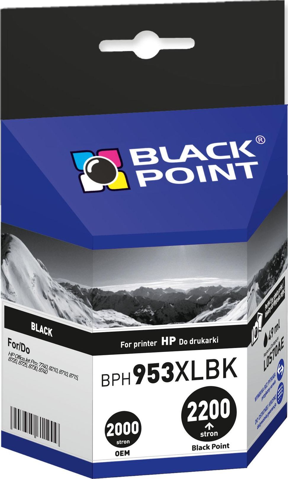 Ngjyrë printeri Black Point BPH953XLBK, 49ml, e zezë