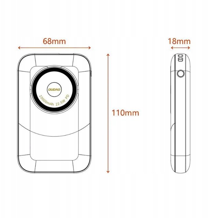 Powerbank Dudao K21 Mini, 10000mAh, 22.5W, gri