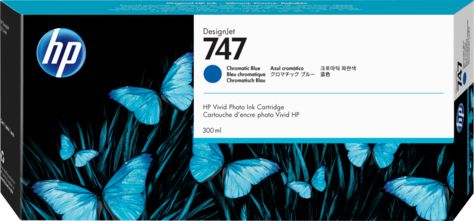 HP 747 Хроматско Сина Мастило Касета, 300 ml