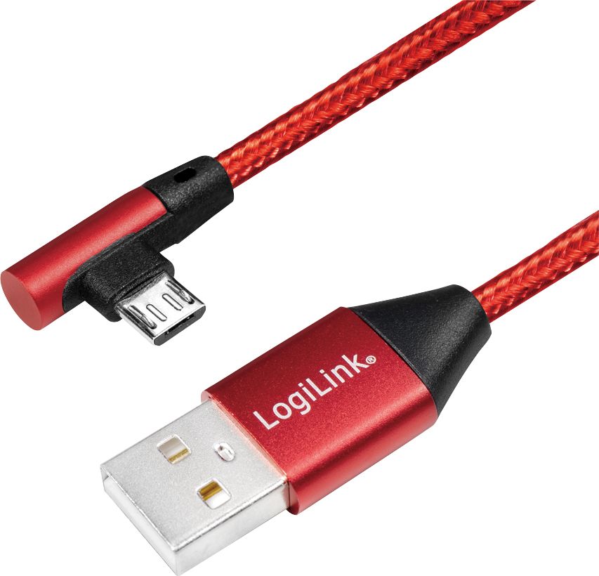 Kabllo USB LogiLink CU0149, USB A në microUSB, 0.3 m, e kuqe