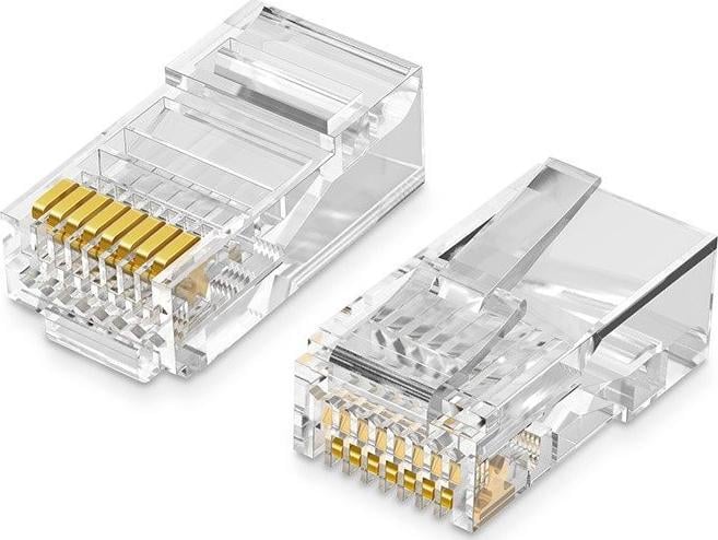 Konektor RJ45 UTP 8P8C Cat5 5e, set 100 copë, transparent