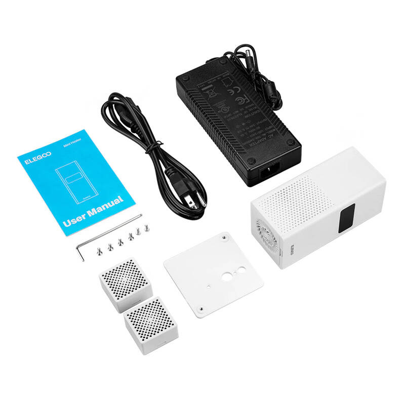 Ngrohës me filtër ajri për printer 3D Elegoo Mini Heater, termostat dixhital, 25°C konstante, i bardhë