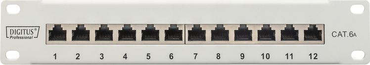 Patch panel Digitus DN-91612S-EA-G, 10" 1U, 12x RJ45 Cat.6A, gri