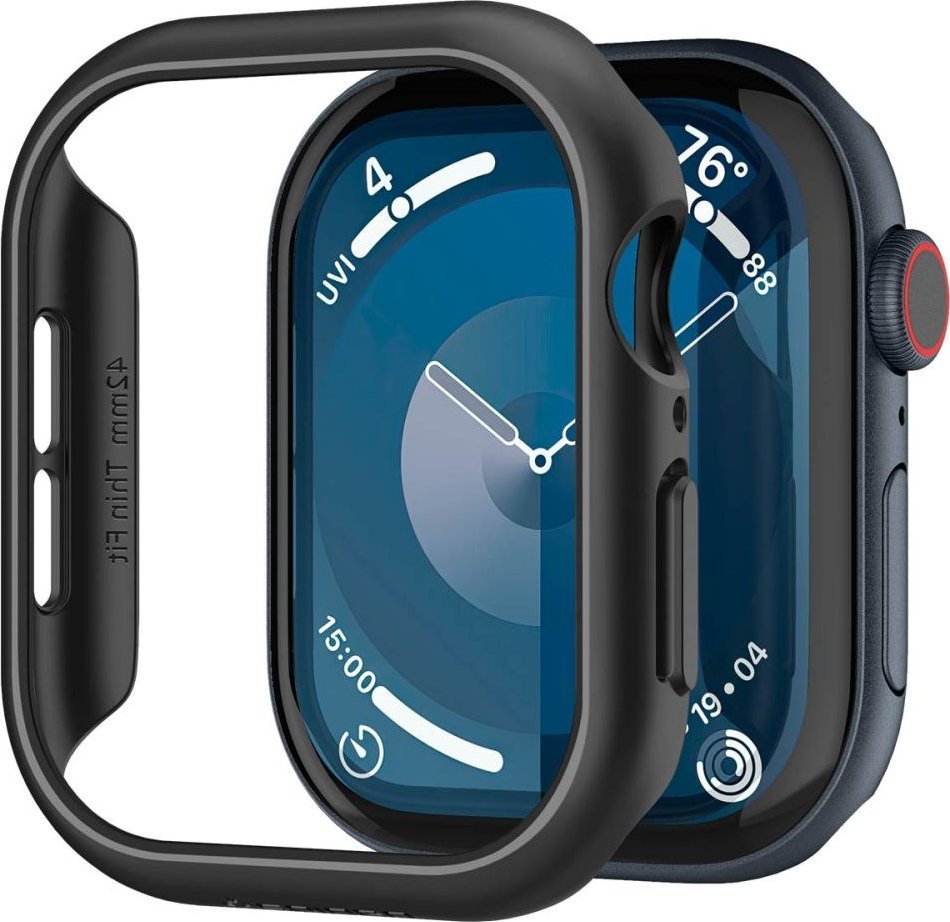 Mbrojtëse Spigen Thin Fit, për Apple Watch 10 42mm, e zezë