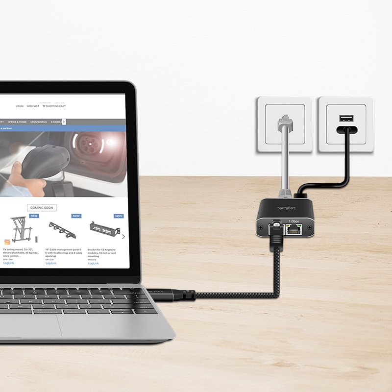 Adapter rrjeti LogiLink CU0403, USB 3.0 në Ethernet, 1 Gbit/s, i zi