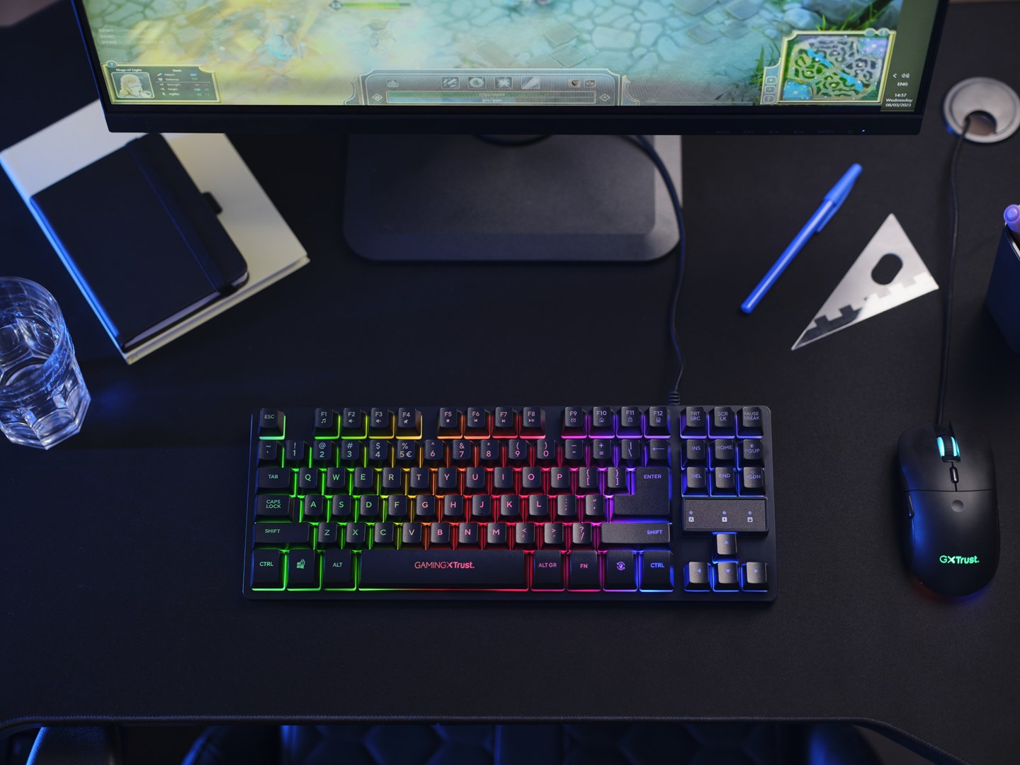 [OUTLET] Tastierë Gaming Trust GXT 833 Thado, USB, e zezë / e hirtë