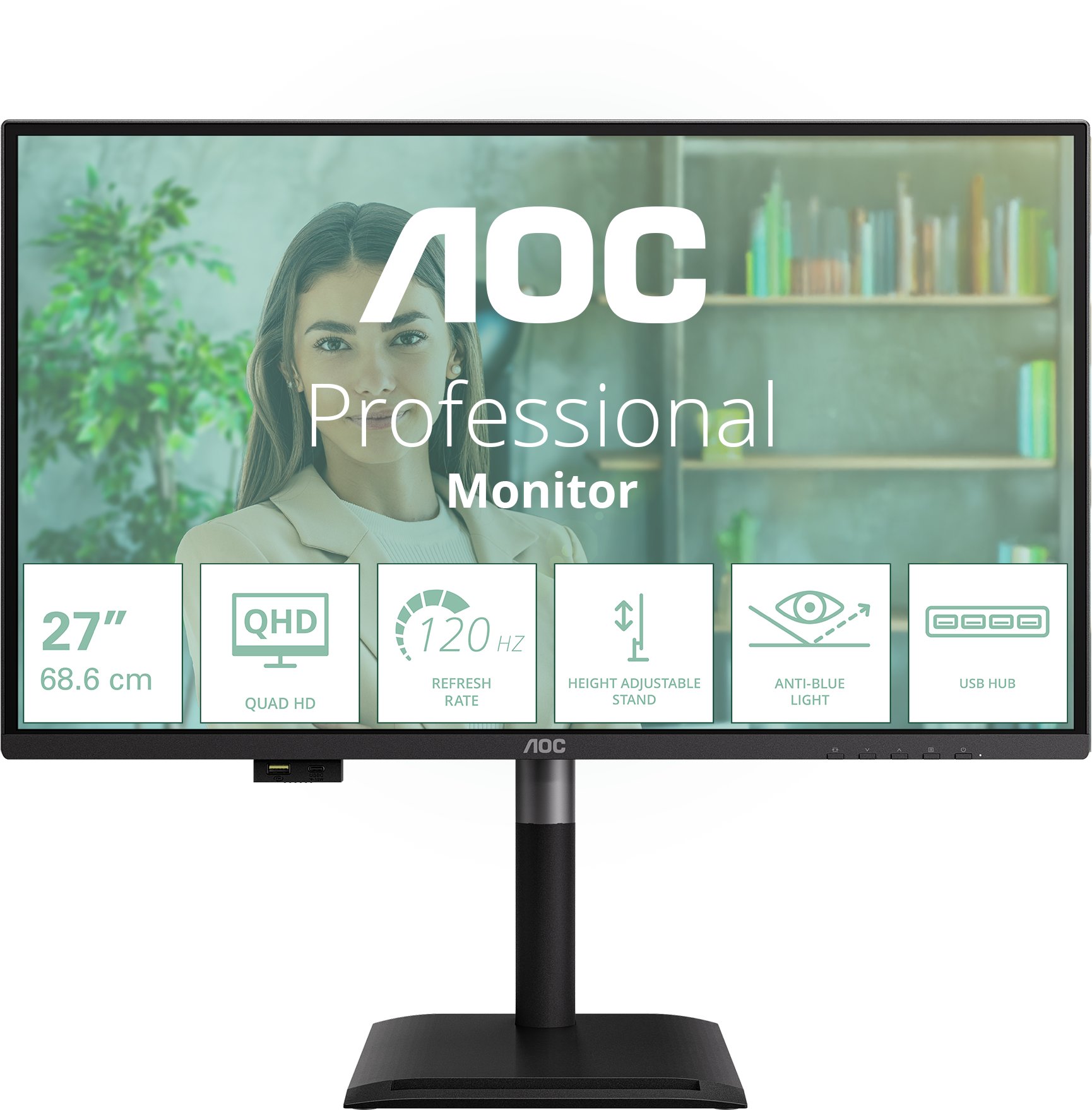 Monitor AOC Q27P4U, 27", QHD 2560 x 1440, 120Hz, i zi