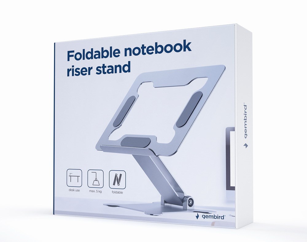 Standi për laptop Gembird, deri 15.6", alumin, ngjyrë argjendi