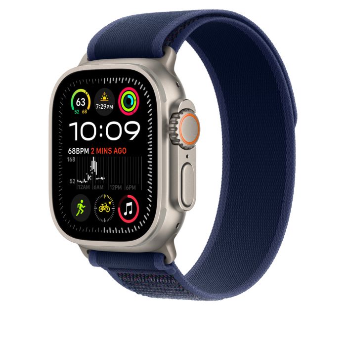 Apple Watch 49mm Loop, Blue Trail Loop, Natural Titanium Finish, S/M