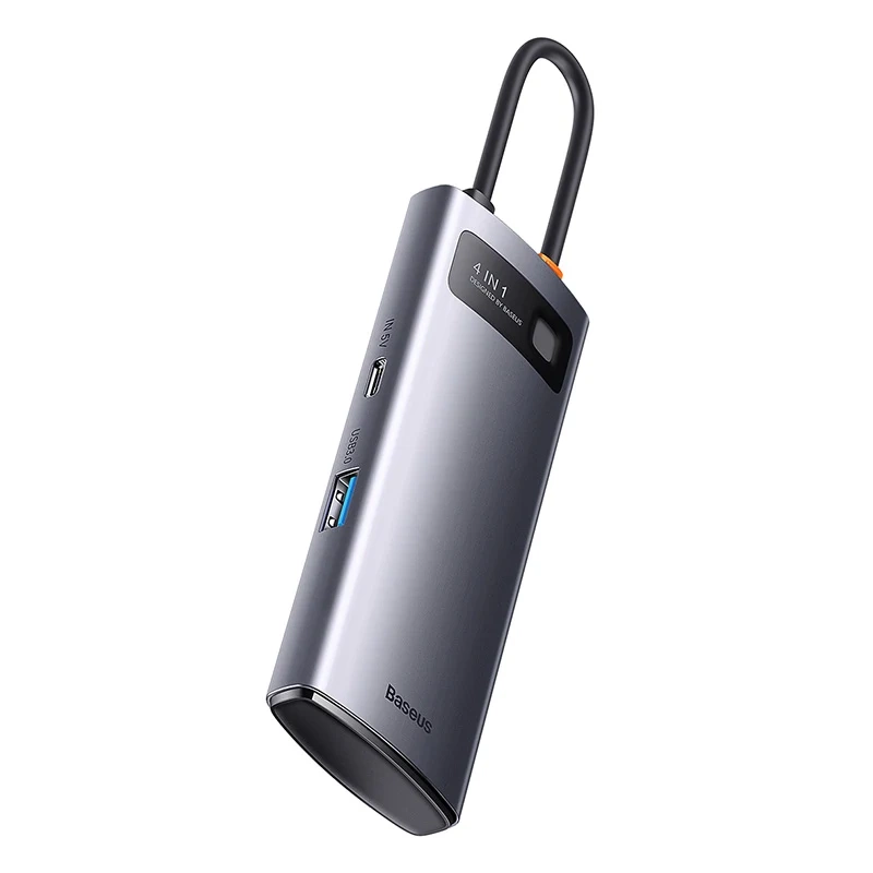 Hub i jashtëm Baseus Metal Gleam, 4x USB 3.0, USB-C, gri