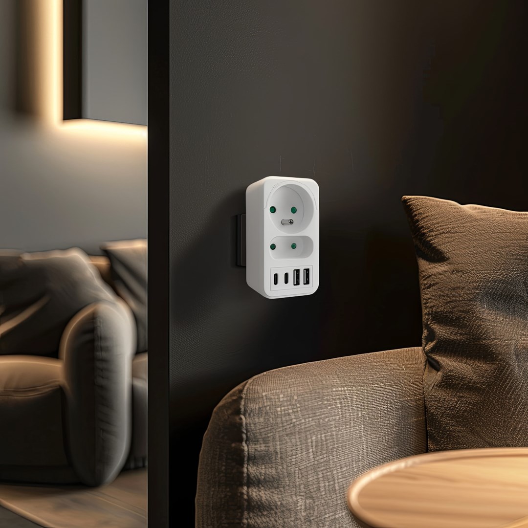 Prizë shumëfishe Maclean MCE249 F/W, 2x220V, 2xUSB A 2xUSB C PD 20W, e bardhë