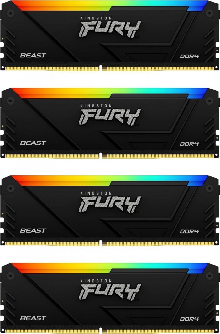 Memorie Kingston Fury Beast RGB, DDR4, 32 GB, 3600 MHz, CL17, KF436C17BB2AK4/32