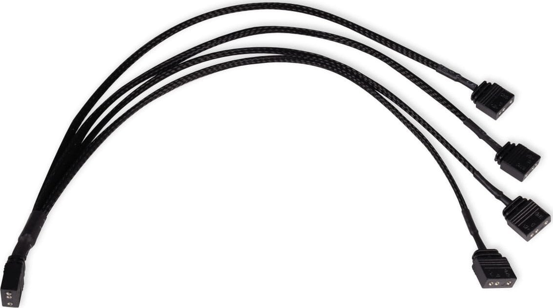 Kabllo Alphacool Y-Splitter ARGB, 3-Pin në 4x 3-Pin, 30cm, e zezë